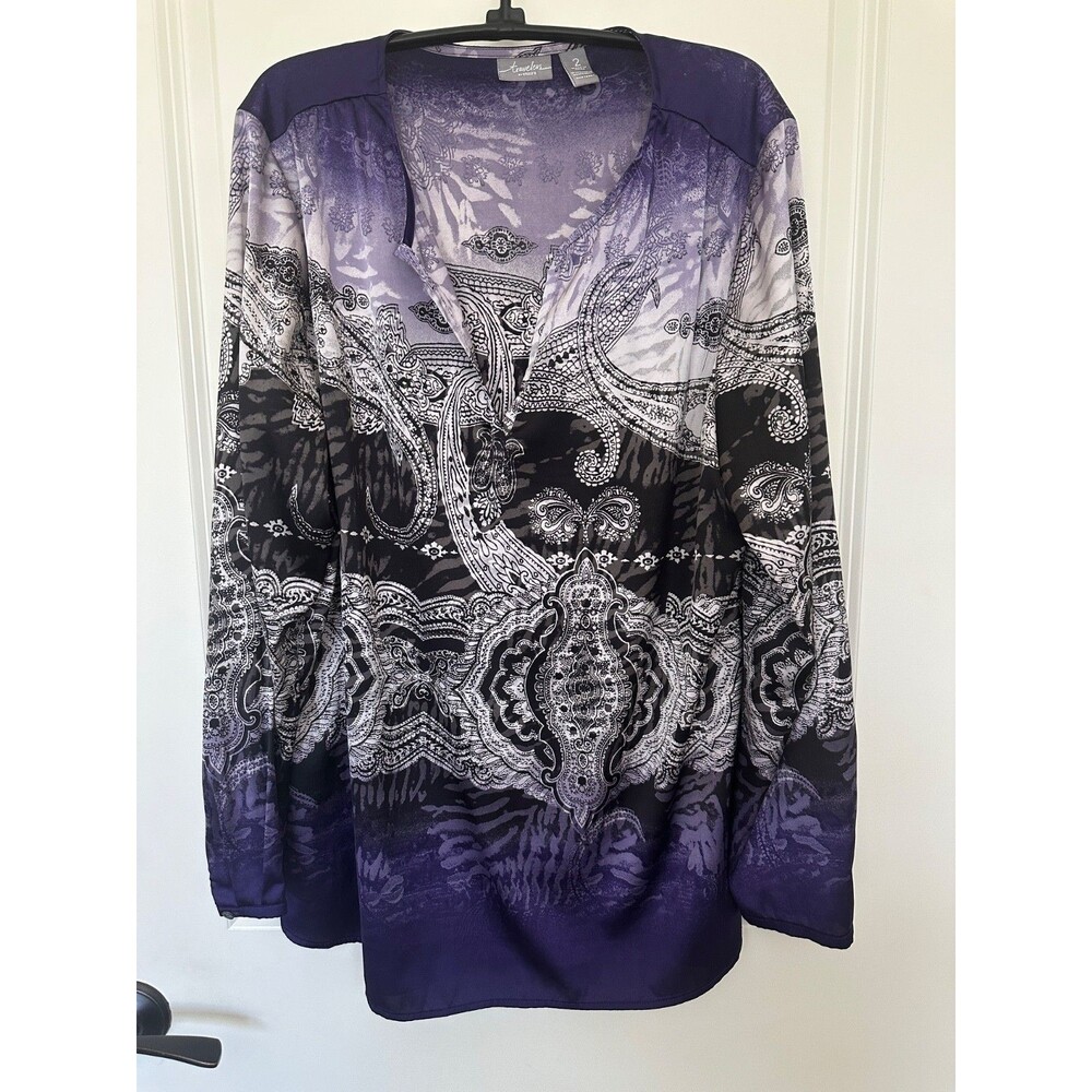 Chico's Travelers Tunic Popover Purple & Black Chico’s 2 (Large / US 12)